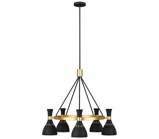 Apollo 5 Lysekrone i messing og glas Ø81,3 cm 5 x G9 LED - Hvid/Brændt messing