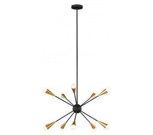 Joan 5 Lysekrone i messing og stål Ø81,3 cm 5 x E27 - Hvid/Brændt messing