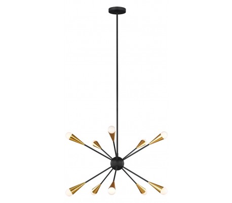 Joan 5 Lysekrone i messing og stål Ø81,3 cm 5 x E27 - Hvid/Brændt messing