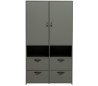 Skab med 2 skabe og 4 skuffer i fyrretræ H185 cm - Grøn