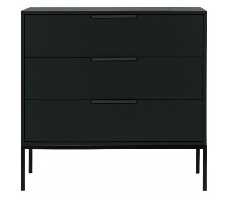 Kommode i lakeret fyrretræ H93 x B94 x D52 cm - Stålgrå