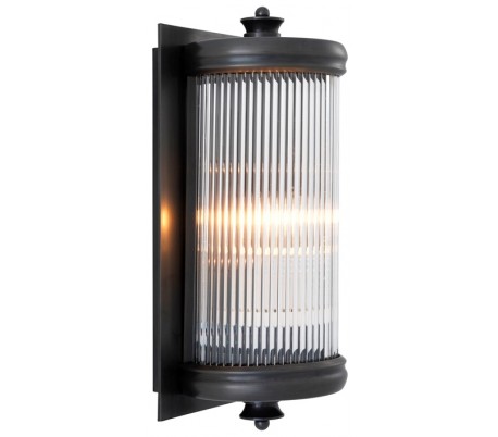 Glorious S Væglampe H29 cm 1 x E27 - Antik messing/Klar rillet