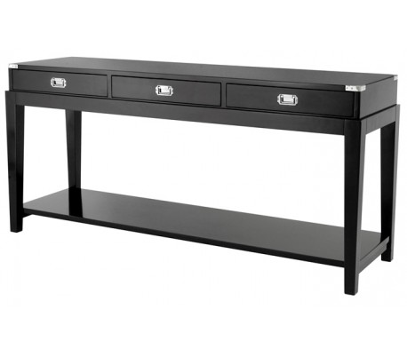 Walford konsolbord i marmor og mahognitræ 160 x 50 cm - Sort/Hvid