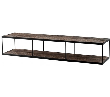 Military sofabord i egetræ og metal 140,5 x 71,5 cm - Røget eg