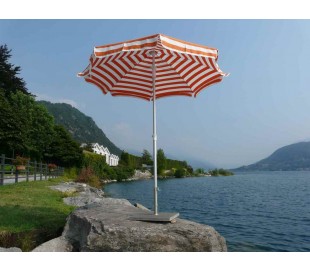 Maffei Inox parasol i dralon og stål Ø200 cm - Hvid/Blå