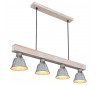 Langbordspendel i træ og metal B85 cm 4 x E27 - Natur/Metalgrå
