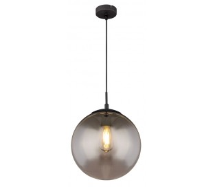 Loftlampe i glas og metal Ø25 cm 1 x E27 - Smoked/Mat sort