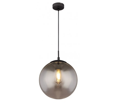 Loftlampe i glas og metal Ø25 cm 1 x E27 - Smoked/Mat sort
