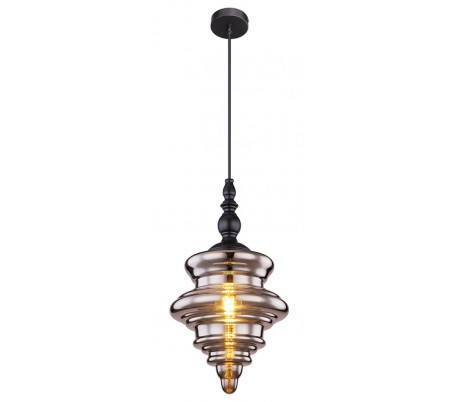 Loftlampe i glas og metal Ø30 cm 1 x E27 - Smoked/Mat sort