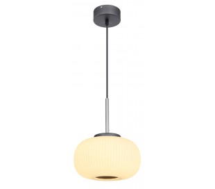 Loftlampe i glas og metal Ø24 cm 1 x 12W LED - Antracit/Opalhvid