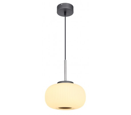 Loftlampe i glas og metal Ø24 cm 1 x 12W LED - Antracit/Opalhvid