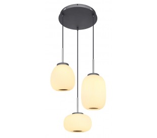 Loftlampe i glas og metal Ø24 cm 1 x 12W LED - Antracit/Opalhvid