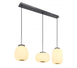Loftlampe i glas og metal Ø49 cm 1 x 45W LED - Antracit/Opalhvid