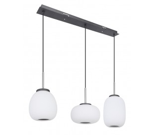 Loftlampe i glas og metal Ø49 cm 1 x 45W LED - Antracit/Opalhvid 2