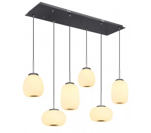 Loftlampe i glas og metal B120 cm 1 x 45W LED - Antracit/Opalhvid