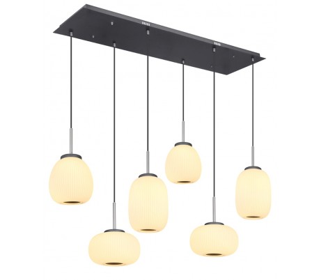 Loftlampe i glas og metal B120 cm 1 x 45W LED - Antracit/Opalhvid