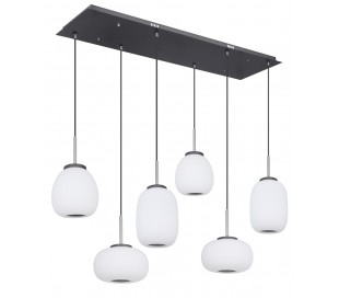 Loftlampe i glas og metal B120 cm 1 x 45W LED - Antracit/Opalhvid 2