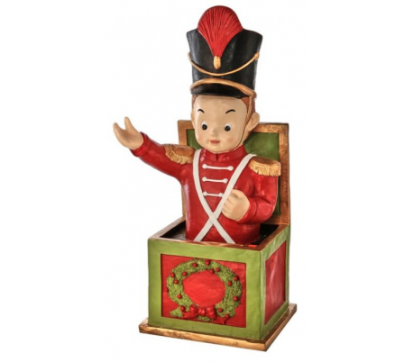 Bamse på tromme i polyresin H86 cm - Antik rød/Antik grøn