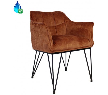 Ruby Spisebordsstol i velour H90 cm - Okker/Gråbrun