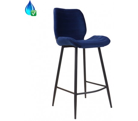 Toby Barstol i velour H104 cm - Sort/Mørkegrøn