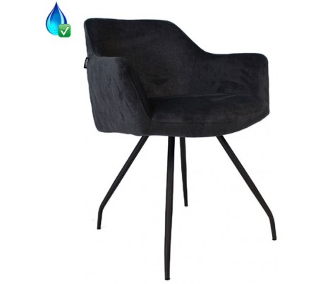 Jayron Spisebordsstol i velour H81 cm - Sort/Antracit