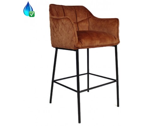 Jayron Barstol i velour H110 cm - Sort/Grøn