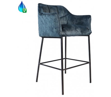 Jayron Barstol i velour H110 cm - Sort/Kobber