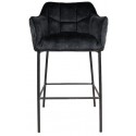 Jayron Barstol i velour H110 cm - Sort/Blå