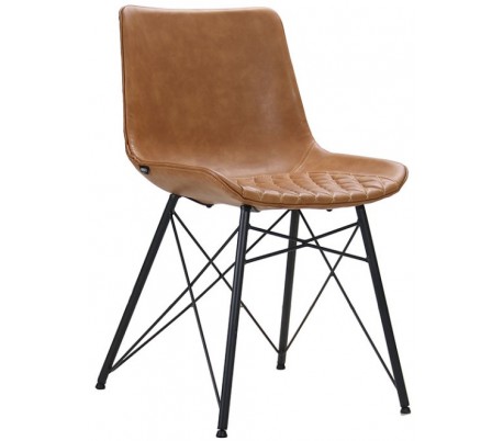 Morris Spisebordsstol i mikrofiber H77 cm - Sort/Cognac