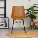 Morris Spisebordsstol i mikrofiber H77 cm - Sort/Cognac