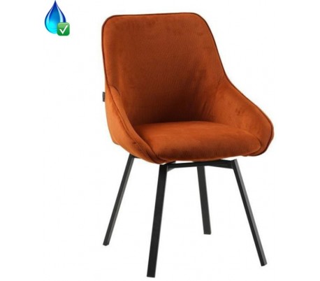 Toby Spisebordsstol i velour H77 cm - Sort/Kobber