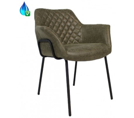 Block Spisebordsstol i øko-læder H86 cm - Sort/Olivengrøn