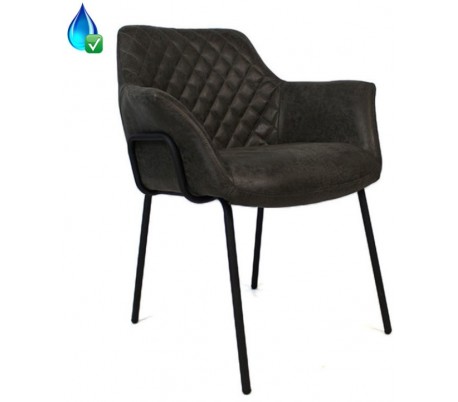 Club Spisebordsstol i øko-læder H81 cm - Sort/Cognac