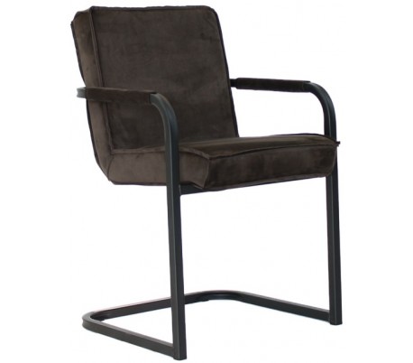 Chloe Spisebordsstol i velour H84 cm - Sort/Mørkegrøn