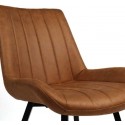 Morris Spisebordsstol i mikrofiber H77 cm - Sort/Cognac