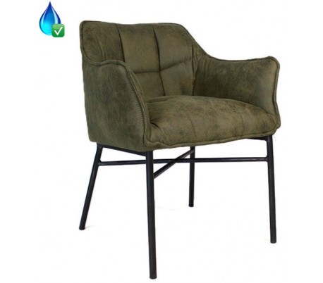 Club Spisebordsstol i øko-læder H81 cm - Sort/Olivengrøn