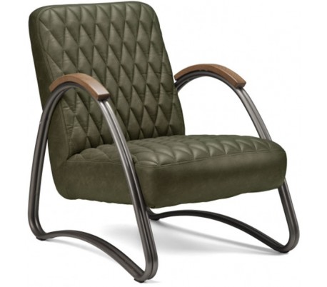 Miley Lænestol i læder H81 cm - Stålgrå/Sort