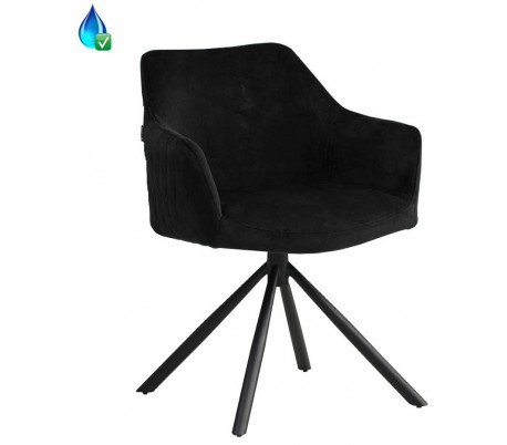 Luna rotérbar spisebordsstol i ripcurl H92 cm - Sort/Sort