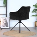 Luna rotérbar spisebordsstol i ripcurl H92 cm - Sort/Sort