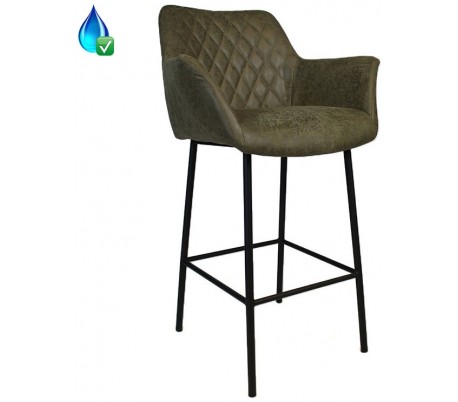 Jayron Barstol i velour H110 cm - Sort/Antracit