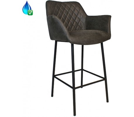 Club Barstol i øko-læder H108 cm - Sort/Cognac