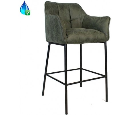 Club Barstol i øko-læder H108 cm - Sort/Olivengrøn