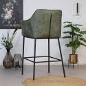 Club Barstol i øko-læder H108 cm - Sort/Olivengrøn