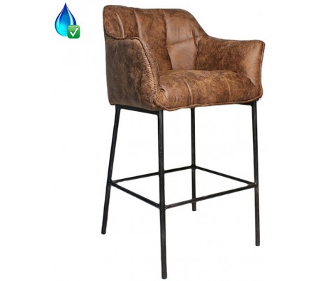 Aaron Barstol i læderlook H110 cm - Industriel sort/Olivengrøn