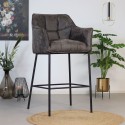 Aaron Barstol i læderlook H110 cm - Industriel sort/Cognac