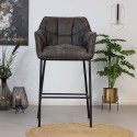 Aaron Barstol i læderlook H110 cm - Industriel sort/Cognac