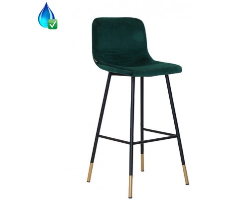 Mikky Barstol i velour H96 - 107 cm - Sort/Kobber