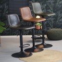 Tex Barstol i øko-læder H88 - 110 cm - Sort/Cognac