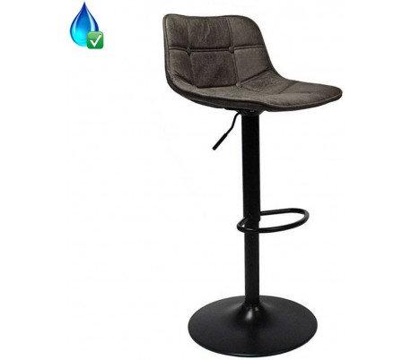 Rocky Barstol i øko-læder H87 - 107 cm - Sort/Cognac