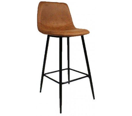 Rocky Barstol i øko-læder H87 - 107 cm - Sort/Cognac